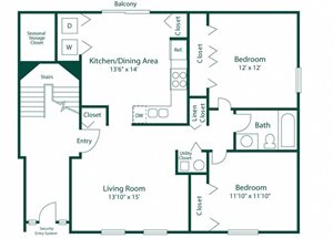 Maple Lane Apartment Unit Floor Plan